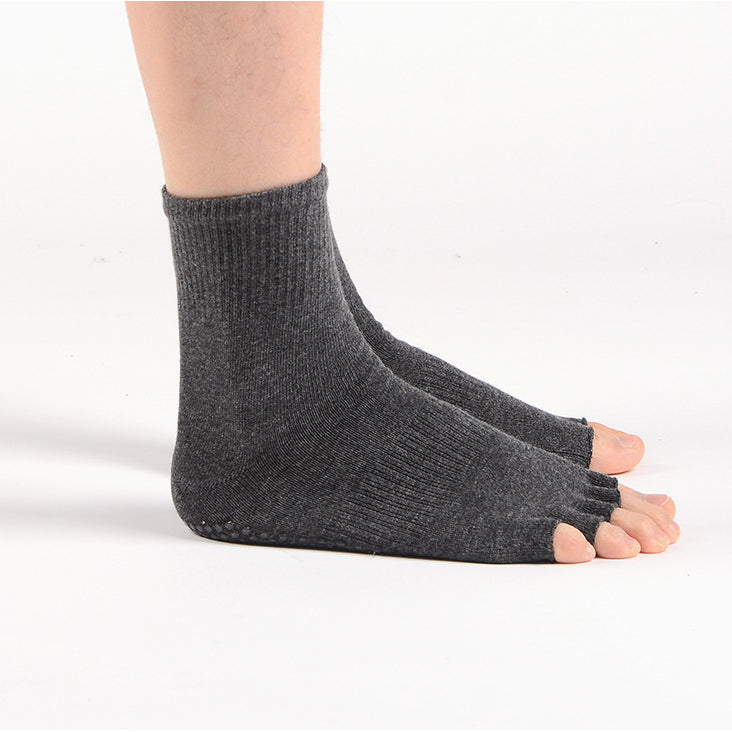 Women’s open-toe non-slip yoga socks with breathable crew length