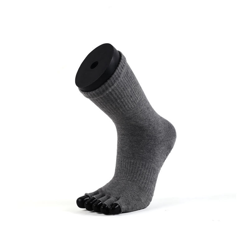 Zokfit Grip Toe Open Yoga Socks-Drak Gray Crew Style