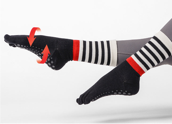 Zokfit Combed Cotton Five Toe Non-Slip Yoga Socks for Women