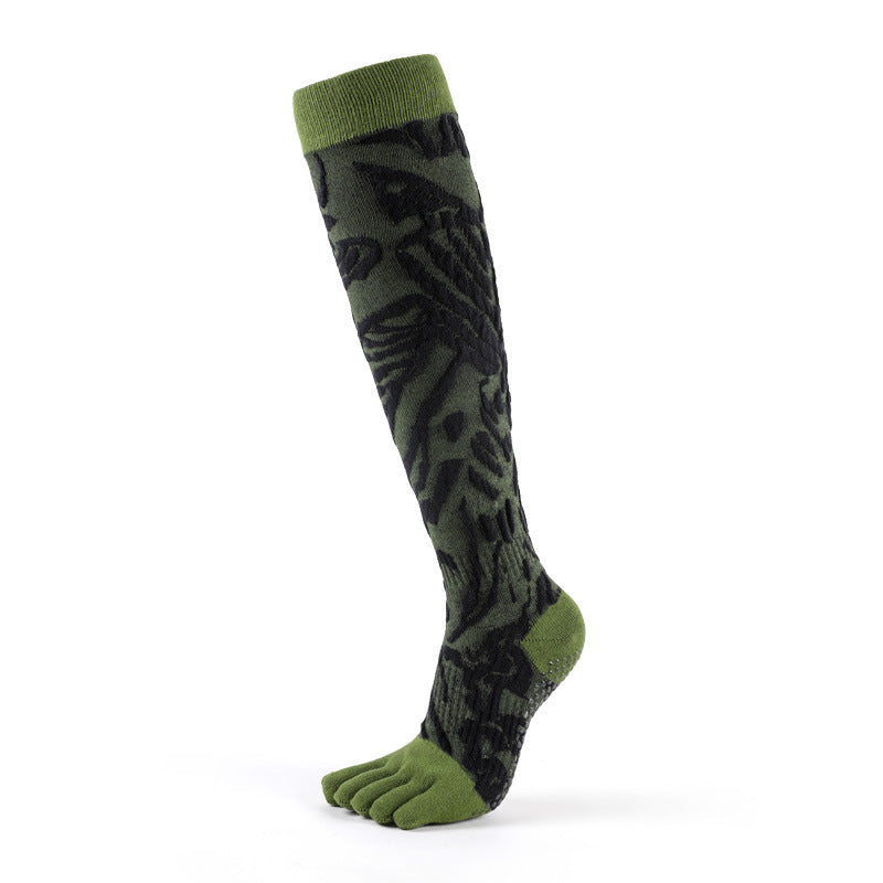 Green Knit Textured Grip Socks for Women | Zokfit