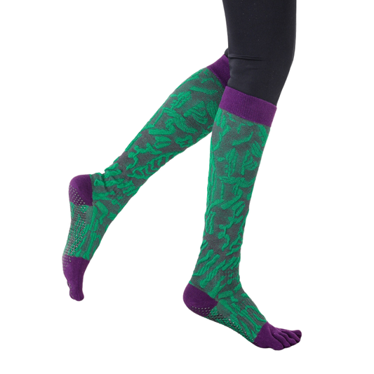 Zokfit Women Knit Textured Grip Yoga Socks-Knee-High