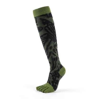 Green Knit Textured Grip Socks for Women | Zokfit