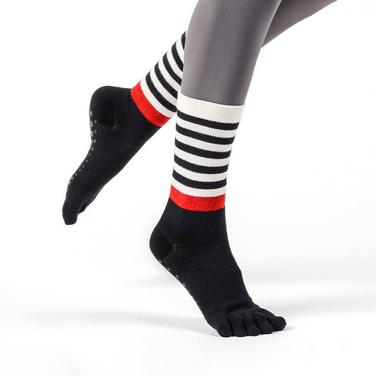 High stretch five-toe grip yoga socks for women, anti-slip sole